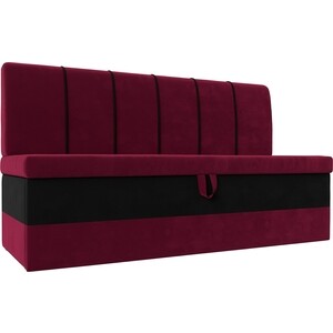 фото Кухонный диван лига диванов энигма микровельвет бордовый\черный (112891)