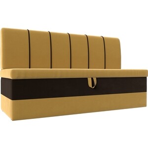 Кухонный диван Лига Диванов Энигма микровельвет желтый\коричневый (112892) модульный диван лига диванов холидей экокожа коричневый п образный