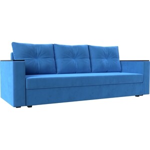 фото Прямой диван лига диванов атланта лайт без стола велюр голубой (112637)