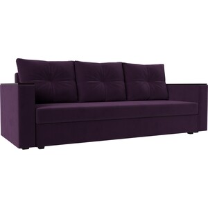 Прямой диван Лига Диванов Атланта Лайт без стола велюр фиолетовый (112641) прямой диван лига диванов ливерпуль лайт велюр фиолетовый