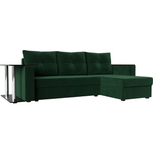 фото Угловой диван лига диванов атланта лайт велюр зеленый правый угол (112495)