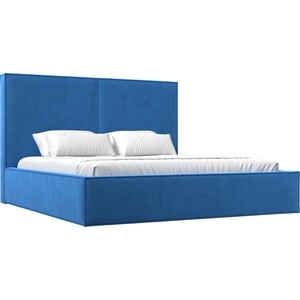 фото Интерьерная кровать лига диванов аура 160 велюр голубой (113019)