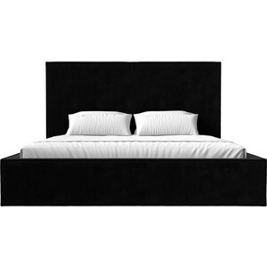 фото Интерьерная кровать лига диванов аура 160 велюр черный (113024)