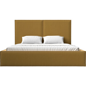 фото Интерьерная кровать лига диванов аура 160 микровельвет желтый (113027)