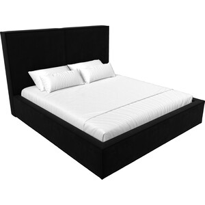 фото Интерьерная кровать лига диванов аура 160 микровельвет черный (113033)