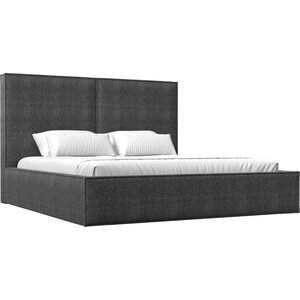фото Интерьерная кровать лига диванов аура 160 рогожка серый (113038)