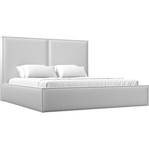 Интерьерная кровать Лига Диванов Аура 160 экокожа белый (113040) тэкс кровать универсальная бланка дуб сонома белый