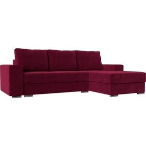 фото Угловой диван лига диванов дрезден микровельвет бордовый правый угол (111795)
