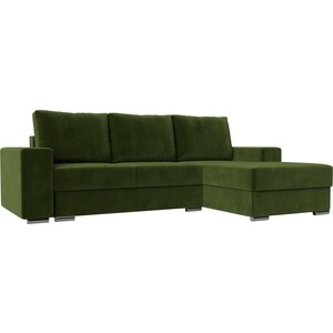 фото Угловой диван лига диванов дрезден микровельвет зеленый правый угол (111797)