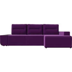 Угловой диван Лига Диванов Чикаго микровельвет фиолетовый правый угол (110751)