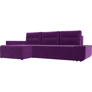 Угловой диван Лига Диванов Чикаго микровельвет фиолетовый левый угол (110751L)