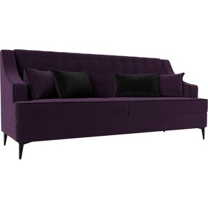 Прямой диван Лига Диванов Марк велюр фиолетовый\черный (111900) прямой диван лига диванов неаполь велюр фиолетовый 111930