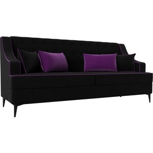 Прямой диван Лига Диванов Марк микровельвет черный\фиолетовый (111910) кресло лига диванов марк микровельвет фиолетовый 111881