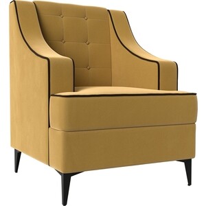 Кресло Лига Диванов Марк микровельвет желтый\коричневый (111875) кресло лига диванов марк микровельвет фиолетовый 111880