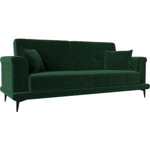 фото Прямой диван лига диванов неаполь велюр зеленый (111927)