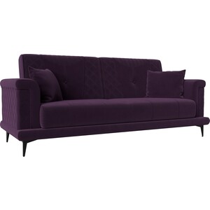 Прямой диван Лига Диванов Неаполь велюр фиолетовый (111930) прямой диван лига диванов неаполь велюр фиолетовый 111930