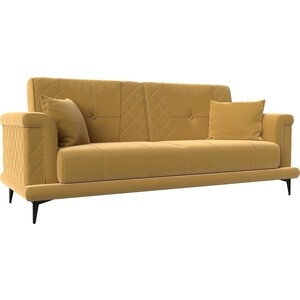 фото Прямой диван лига диванов неаполь микровельвет желтый (111937)