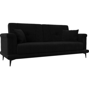 фото Прямой диван лига диванов неаполь микровельвет черный (111942)