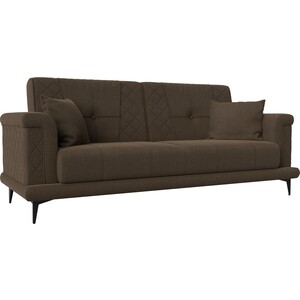 фото Прямой диван лига диванов неаполь рогожка коричневый (111944)