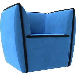 Кресло Лига Диванов Бергамо велюр голубой\черный (111981)