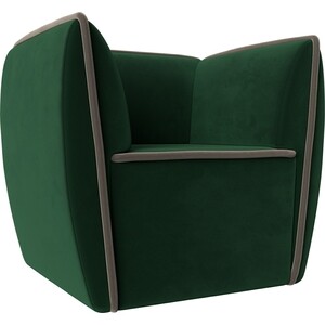 Кресло Лига Диванов Бергамо велюр зеленый\коричневый (111983)