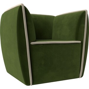 Кресло Лига Диванов Бергамо микровельвет зеленый\бежевый (112001)