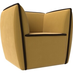 Кресло Лига Диванов Бергамо микровельвет желтый\коричневый (112003) кресло лига диванов бергамо микровельвет сиреневый коричневый 112009