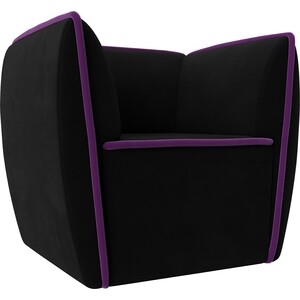 Кресло Лига Диванов Бергамо микровельвет черный\фиолетовый (112013)