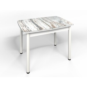 Обеденный комплект Бител Флорида стол СМ-2 ножки сталь прямые белые/серебро, четыре стула Волна серебро/Коралл (BTL10000550)