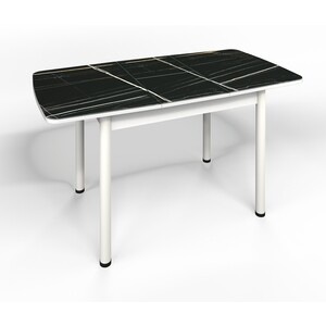 Обеденный комплект Бител Флорида стол СМ-3 ножки сталь прямые белые/серебро, четыре стула Волна серебро/Умбер (BTL10000552)