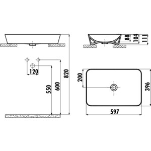 Раковина накладная Creavit Ultra 60х45 базальт матовый (UL060-00BM00E-0000) Ultra 60х45 базальт матовый (UL060-00BM00E-0000) - фото 2