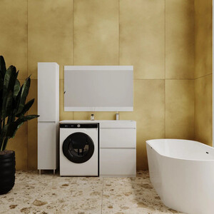 Мебель для ванной Style line Даллас Люкс 58 (120R) напольная, под стиральную машину, белая эмаль
