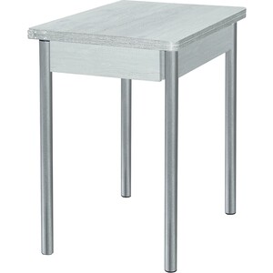Стол обеденный Катрин Глайдер бетон пайн белый, опора №2 круглая серебристый металлик стол обеденный катрин эко 80х60 бетон пайн белый опора 2 круглая серебристый металлик