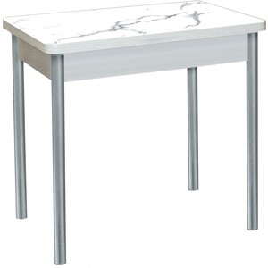 Стол обеденный Катрин Бронкс поворотно раскладной, с фотопечатью, бетон белый, мрамор белый, опора круглая серебристый металлик фотосетка 600 × 155 см с фотопечатью воспоминание о прекрасном