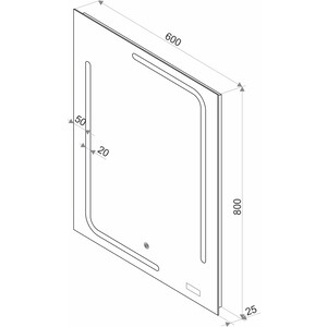 фото Зеркало alcora malaga led 60x80 сенсорный выключател, часы (злп201 super pack)