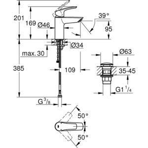 Смеситель для раковины Grohe Eurosmart хром StarLight (23988003)