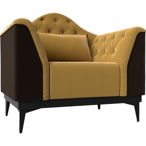 Кресло Лига Диванов Флорида микровельвет желтый\коричневый (112298) кресло лига диванов марк микровельвет желтый коричневый 111875