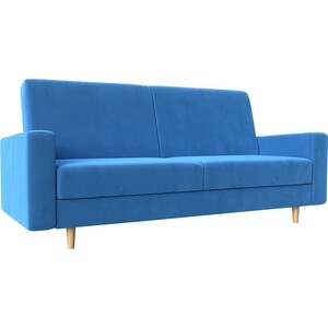 фото Прямой диван книжка лига диванов бонн велюр голубой (111762)