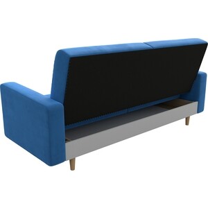 фото Прямой диван книжка лига диванов бонн велюр голубой (111762)
