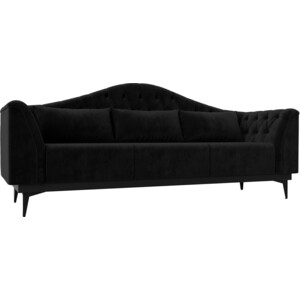 фото Прямой диван лига диванов флорида велюр черный (112346)
