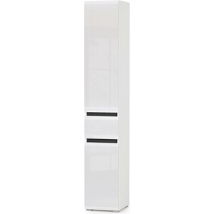 Шкаф с ящиком Моби Сидней корпус белый/чёрный, фасад белый глянец (13.202) гостиная point тип 70 дуб вотан чёрный глянец 71774992