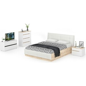 Комплект мебели Моби Муссон цвет белый/чёрный/дуб эндгрейн элегантный/кожзам белый (11.28+16.03+13.97+13.277) спальня муссон 2 дуб эндгрейн элегантный белый