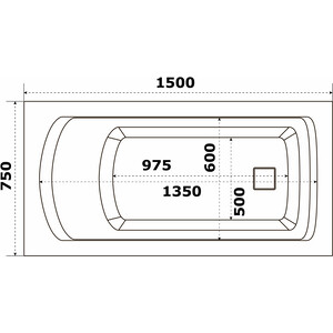 Акриловая ванна BAS Аякс 150х75 с каркасом, фронтальная панель (В 00128, Э 00127)