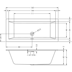 Акриловая ванна Riho Rething Cubic 160x70 (B104001005)