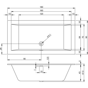 Акриловая ванна Riho Rething Cubic 180x90 (B107001005)