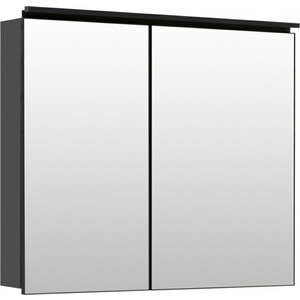 Зеркальный шкаф De Aqua Алюминиум 90х76,5 с подсветкой, черный (261760) зеркальный шкаф de aqua алюминиум 100х76 5 с подсветкой серебро 261754