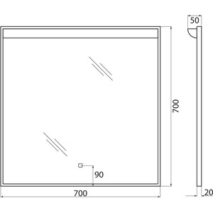 фото Зеркало belbagno spc-uno 70х70 с подсветкой, сенсор (spc-uno-700-700-tch)