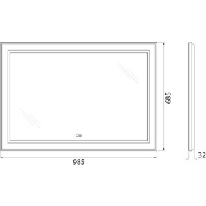 фото Зеркало belbagno spc-kraft 100х70 с подсветкой, сенсор, подогрев (spc-kraft-985-685-tch-warm-nero)