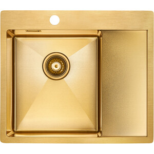 Кухонная мойка Paulmark Alster 59х51 брашированное золото (PM825951-BGL) декоративная накладка belbagno на отверстие перелива изогнутое золото