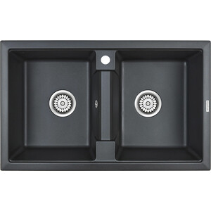 Кухонная мойка Paulmark Zwilling 81х50 черный металлик (PM238150-BLM) кухонная мойка paulmark zwilling 81х50 графит pm238150 dg